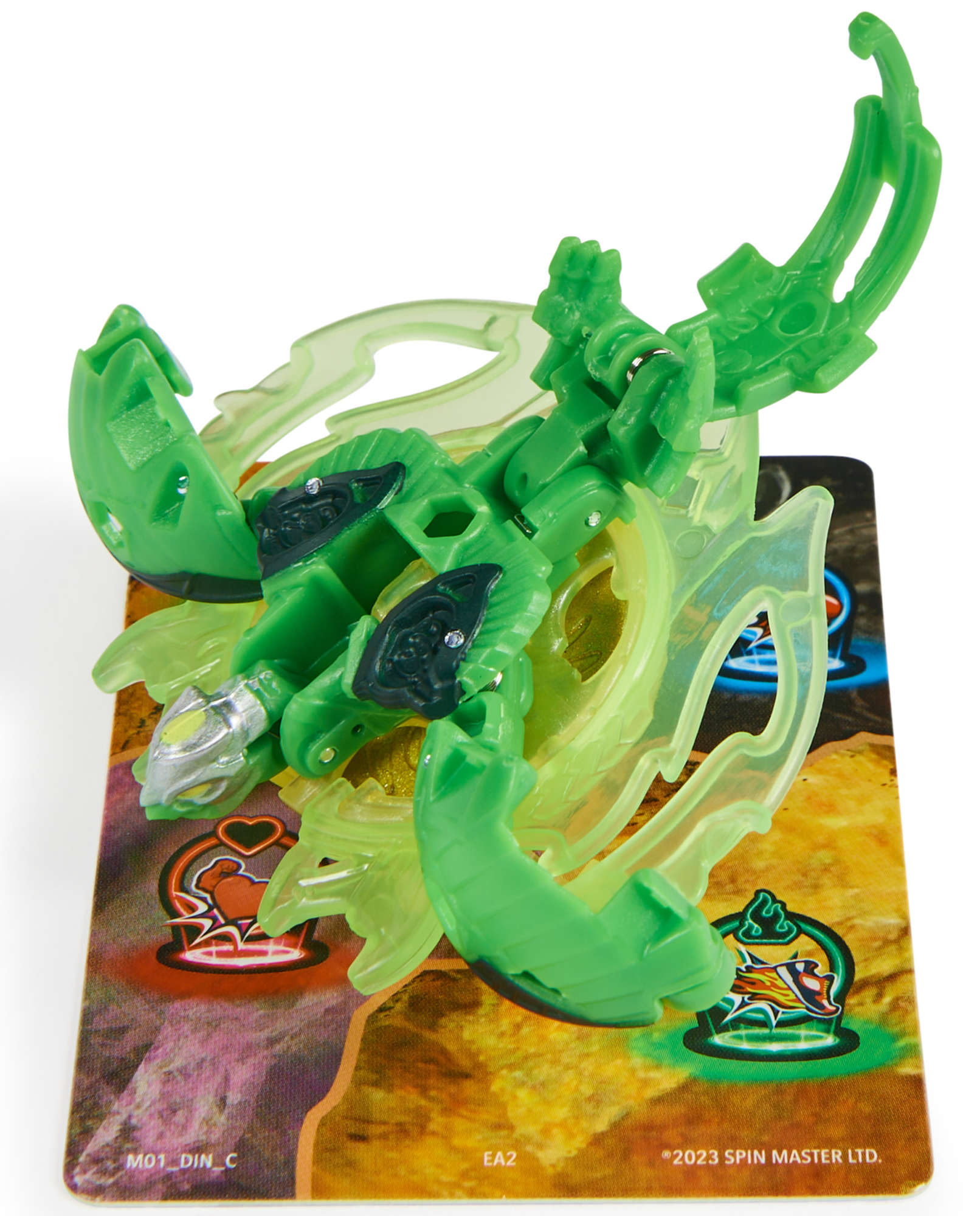 Bakugan Trox grüner Dinosaurier transformierende Kampffigur + Karten
