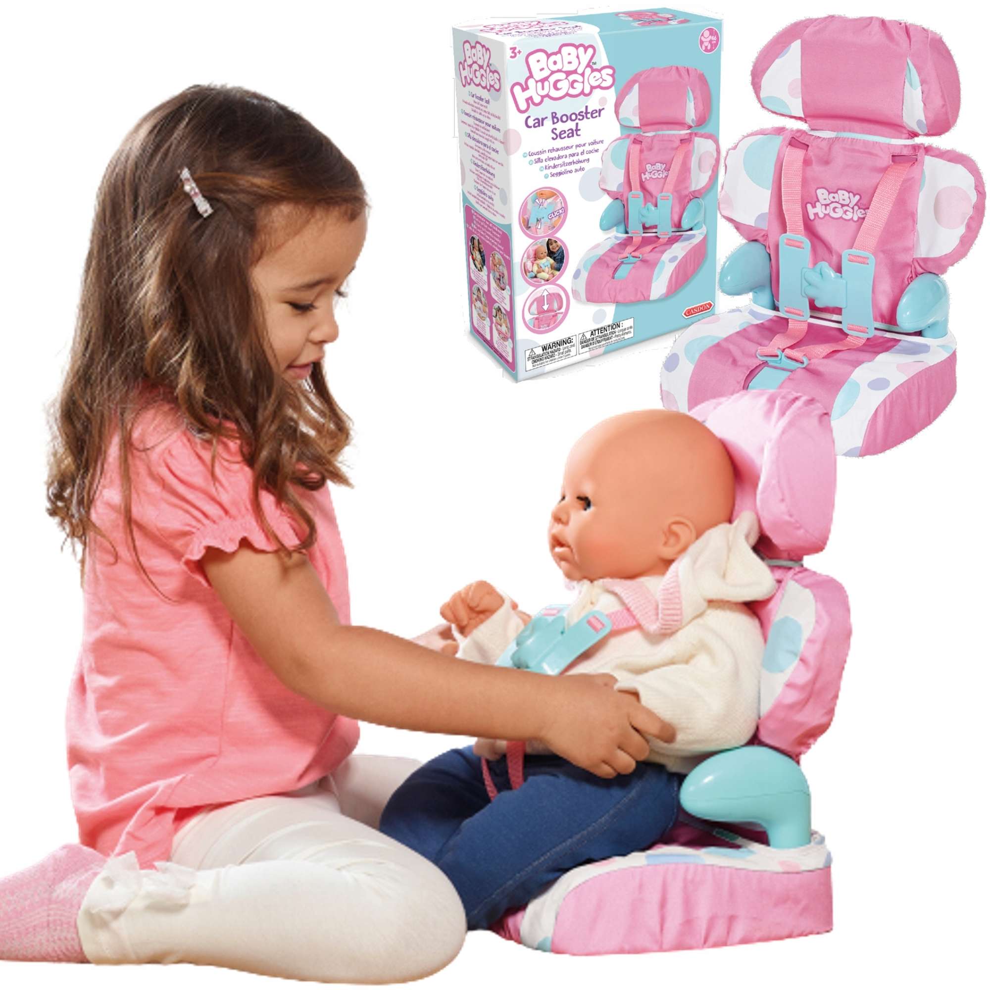 Casdon Baby Huggles Puppen sitz Auto Sitzerhöhung Pink Rollenspiel Puppe  Zubehör
