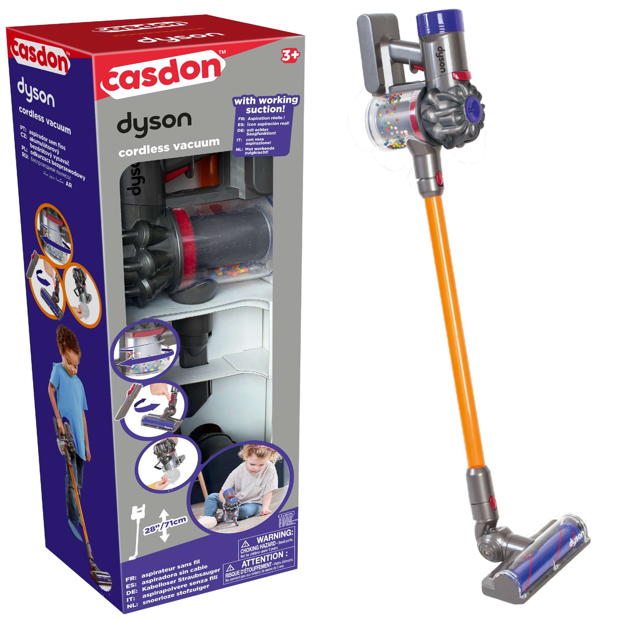 Casdon Dyson interaktive Vakuum Spielzeug Staubsaug für Kinder Upright  Cordless