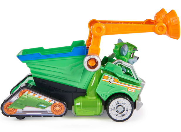 Paw Patrol The Mighty Kinofilm Großes Set Figur Rocky grünes Cars Recyclingfahrzeug Licht Sound