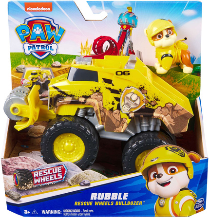 Paw Patrol Rescue Wheels Baufahrzeug mit Rubble Figur 6cm