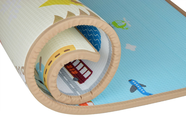 Humbi Doppelseitige pädagogische Schaumstoffmatte, 180 x 150 x 2 cm, pastellfarben, dick, Straßentiere