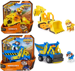 Paw Patrol Rubble und seine Crew Rubble&Crew Rubble Bagger Gelb Bulldozer Baufahrzeug mit Figur 6cm