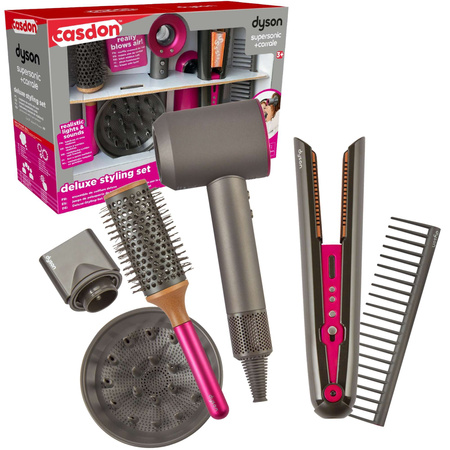 Dyson Deluxe Kinderfriseurset Supersonic Haartrockner Corrale Haarglätter 7 Teile Casdon