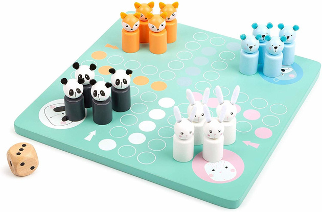 Kleiner Fuß Ludo Tiere Pastell Holz Chinaman's Game