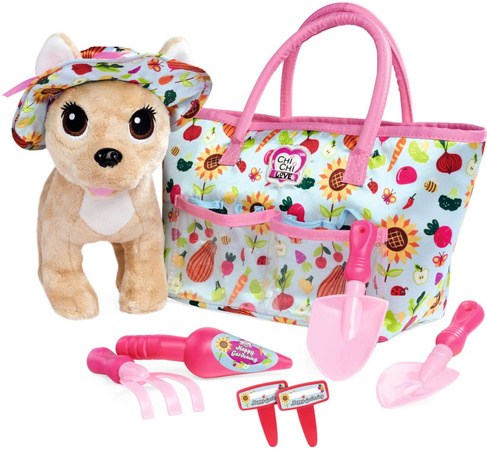 Chi Chi Love Maskotka Plüsch Happy Gardener Hund mit Handtasche + Zubehör Simba