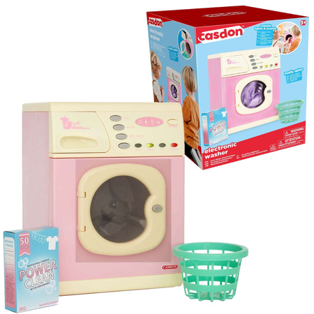 Casdon Elektronische Spielzeug-Waschmaschine Rosa für Kinder Licht-, Toneffekte