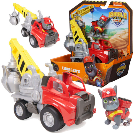 Paw Patrol Rubble Charger Baufahrzeug Roter Heppo Grabber mit Figur 6cm