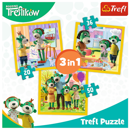 Trefl 34850 Puzzle 3in1 Die Treflik Familie