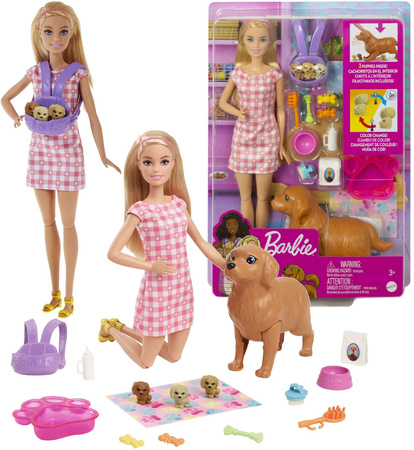 Barbie birth of a Dog Set Puppe und Tiere