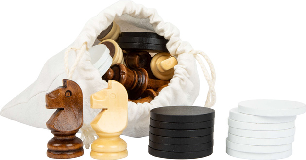 Small Foot 2-in-1 Holzspielset für klassische Spiele Großschach Dame XL 45 cm