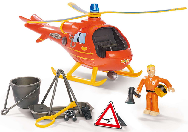 Feuerwehrmann Sam Hubschrauber Wallby Set, Tom Thomas Figur + Zubehör