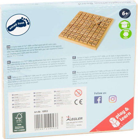 Kleines Fuß-Multiplikationstableau aus Holz
