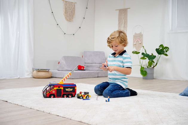 Feuerwehrmann Sam Set Großes Feuerwehrauto Jupiter interaktives Auto + 2 Figuren Licht Sound