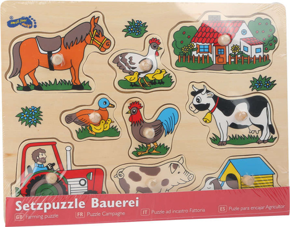 Kleiner Fuß Bauernhof Dorf Puzzle aus Holz