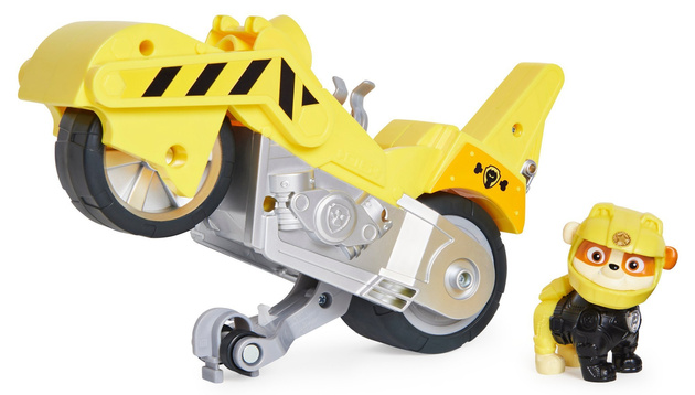 Paw Patrol 2-in-1 Rubble Deluxe Moto Pups Motopies Gelbes Motorradfahrzeug + Figur