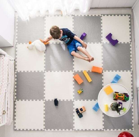 Humbi Schaumstoffmatte Puzzle 9 Stück rosa graphitgrau 180 x 180 x 1 cm