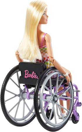 Barbie blonde Puppe im Rollstuhl + Rampe