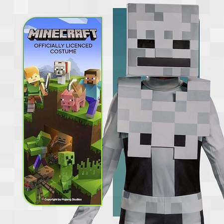 Minecraft Halloween Kostüm, Skelett Weiß Karnevalskostüm 109-126 cm (4-6 Jahre)