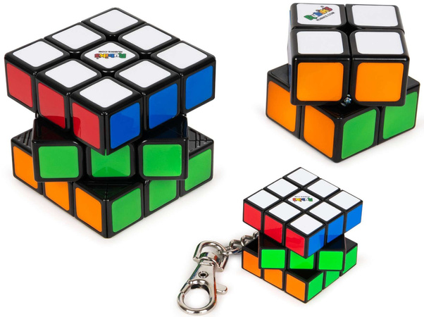 3W1 Set Original klassisches Rubik's Cube Puzzle Spielzeug Mini-Würfelpuzzle Schlüsselanhänger Rubik's (2 Würfel + Schlüsselanhänger)