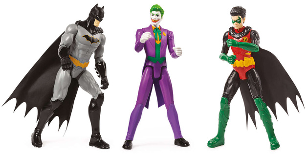Großes 3-in-1 DC Comics Set Großfiguren Batman, Robin, Joker 30 cm