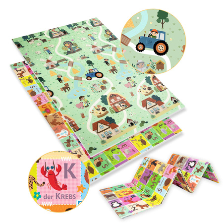 Doppelseitig faltbar XPE Schaumstoff Boden Educational Mat Safe 120x180 Deutsch Alphabet Dorf Humbi