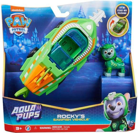 Paw Patrol 2in1 Rocky Sawfish Aqua Pups Unterwasserfahrzeug-Set + Figur