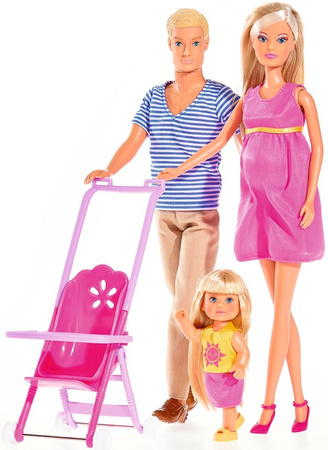 Simba Puppe Steffi schwangere glückliche Familie Kevin Evi