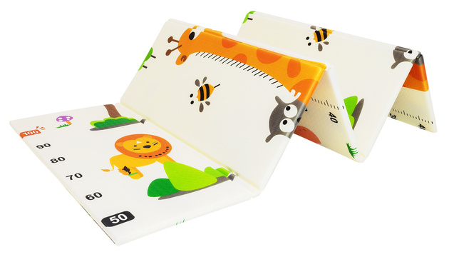 Humbi Doppelseitig faltbare Lernmatte aus XPE-Schaumstoff 180x150x1cm Giraffen, Masern, Teddybären, Füchse, Hirschhunde