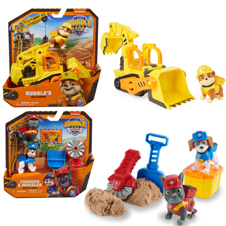 Paw Patrol Rubble und seine Crew Rubble&Crew Rubble Bagger Gelb Bulldozer Baufahrzeug mit Figur 6cm