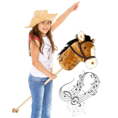 Nico Pferd auf einem galoppierenden Stock mit Ton