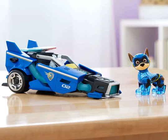 Paw Patrol The Movie 2 Figurenset Chase the dog blue cruiser vehicle light sound