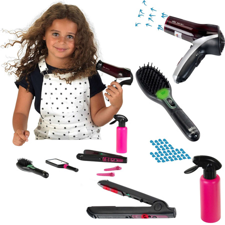 BRAUN Friseurset 7in1 für Kinder Haartrockner Klein Glätteisen + Clips