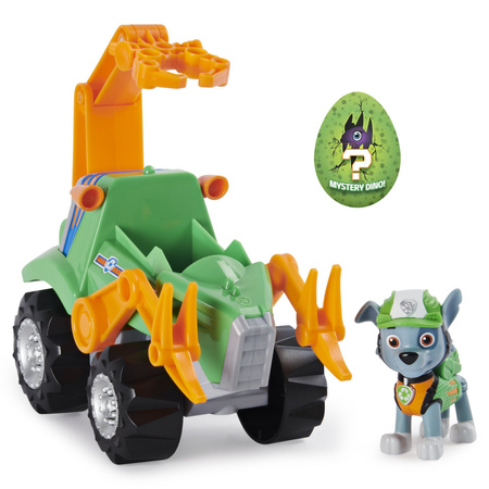 Paw Patrol 3-in-1-Figur Rocky Dino Rescue + großes Fahrzeug Cars + Überraschungsdinosaurier
