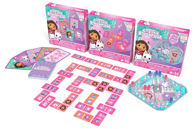 Gabi's Cat House 3-in-1-Spielset Domino Pop-Up-Würfel Jumbo-Karten