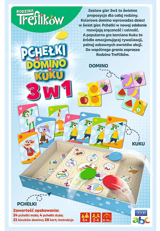 Trefl The Treflik Family 3in1 Flohspiele Domino Kuku