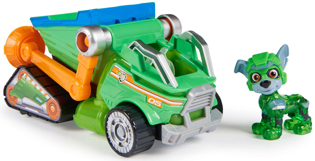 Paw Patrol The Mighty Kinofilm Großes Set Figur Rocky grünes Cars Recyclingfahrzeug Licht Sound