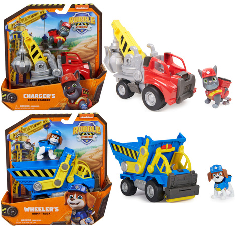 Paw Patrol Rubble Charger Baufahrzeug Roter Heppo Grabber mit Figur 6cm