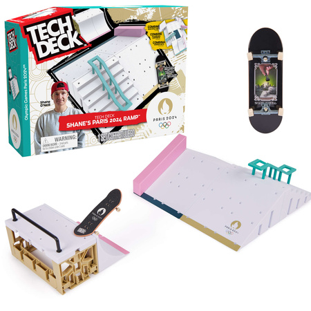 Tech Deck Griffbrettsatz Shane's Ramp + farbiges Sammelbild Skateboard Paris 2024