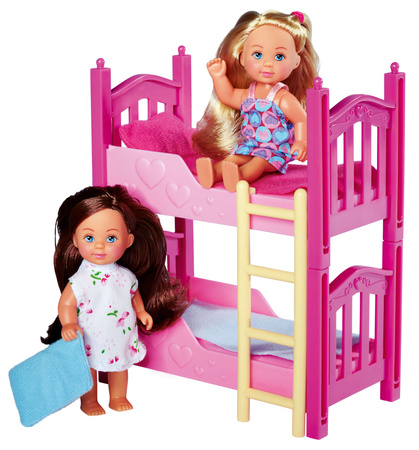 Simba 573-3847 Evi Love Set mit 2 Puppen und ausklappbarem Etagenbett