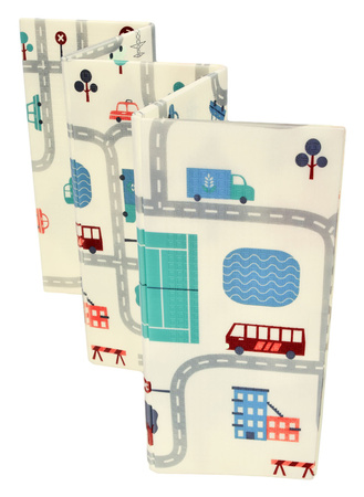 Humbi Doppelseitige faltbare Lernmatte aus XPE-Schaumstoff 180x150x1cm London, Bus, Straßen, Stadt