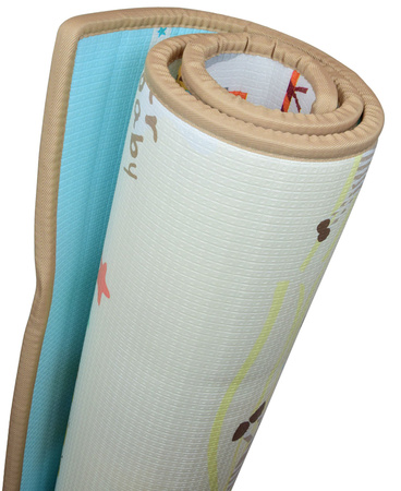 Humbi Doppelseitige pädagogische Schaumstoffmatte, 180 x 150 x 2 cm, pastellfarben, dick, Straßentiere