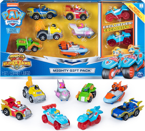 Paw Patrol Satz von 8 True Metal Mighty Pups Kosmopies Fahrzeuge