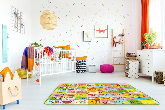 Humbi doppelseitige Lernmatte aus Schaumstoff mit deutschem Alphabet EPE 180x150x1 cm