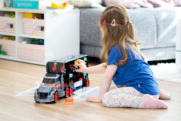 Transporter LKW Koffer für Resorach LKW 63 cm + Autos Hubschrauber und Straßenzubehör