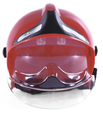 Klein Kask MSA Feuerwehrhelm mit abklappbarem Visier rot