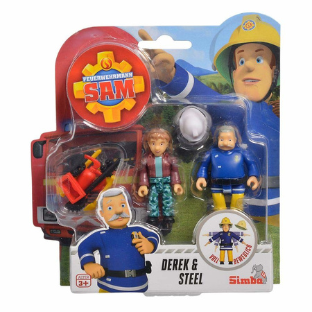 Simba Feuerwehrmann Sam, 2 Figuren Derek und Steel und Zubehör