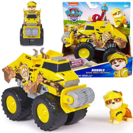 Paw Patrol Rescue Wheels Baufahrzeug mit Rubble Figur 6cm