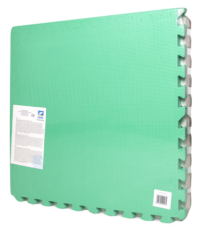 Humbi Schaumstoffbodenmatte 180x180 Großes wasserdichtes sicheres Schaumstoffpuzzle 9 Stück mint, grau, weiß