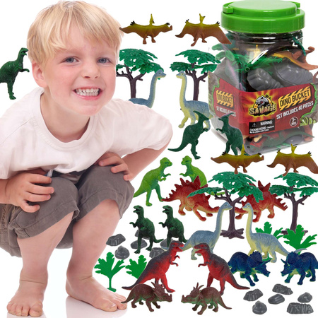 Savage set Wilder Satz von Dinosaurierfiguren in einem Behälter 40 Stück